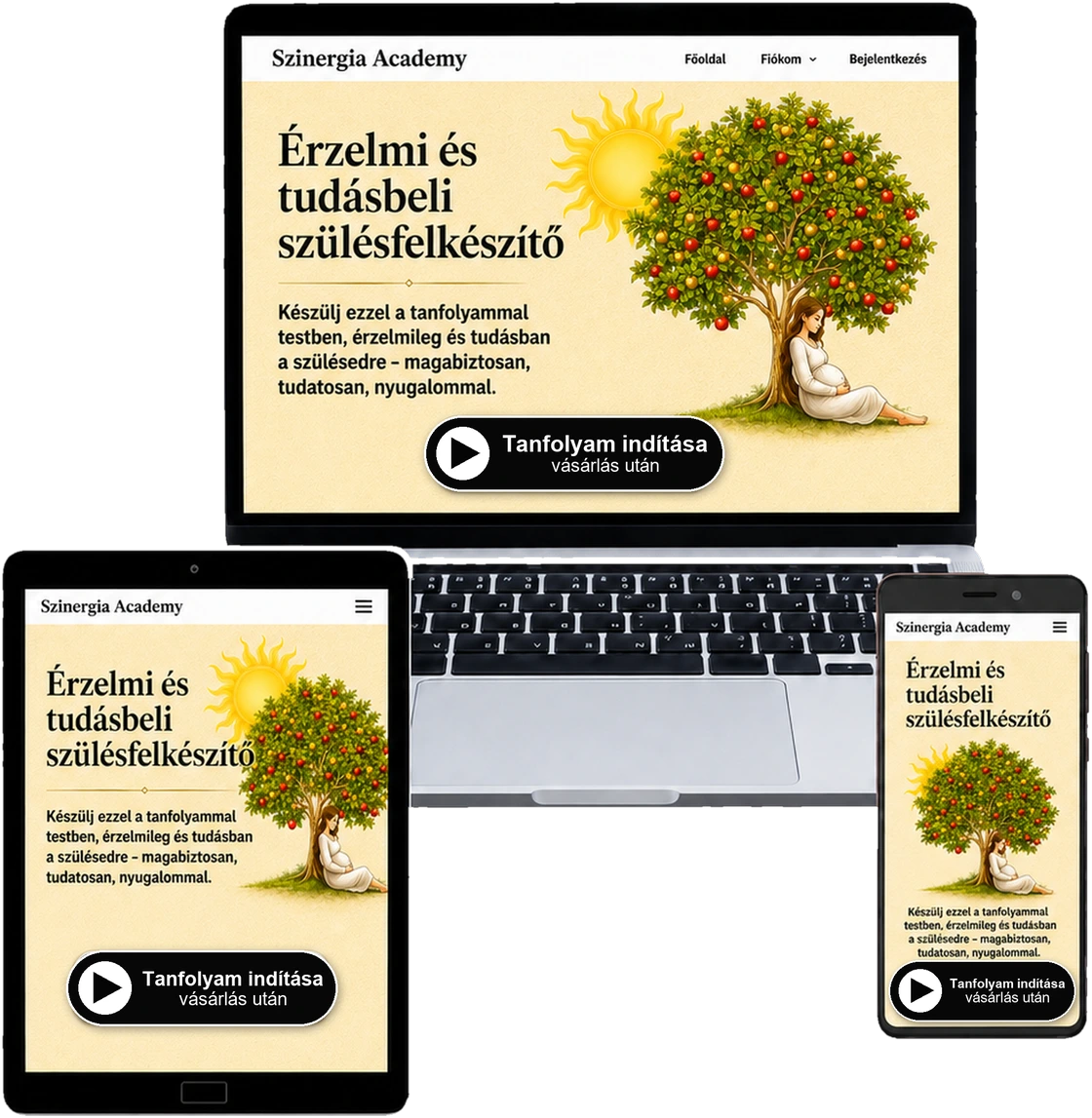 Érzelmi és tudásbeli szülésfelkészítő tanfolyam minden eszközön